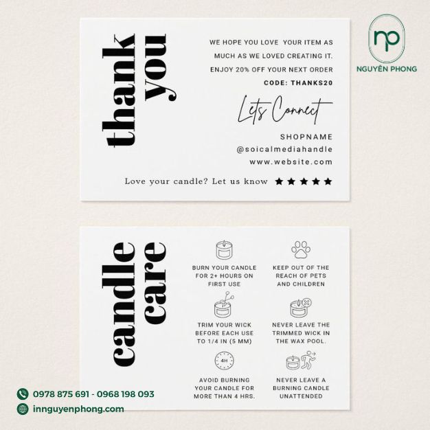 mẫu thư cảm ơn trong set hộp nến thơm